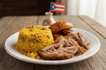Authentic Puerto Rican plate from Chef Shaby y Su Mai in Denton Texas