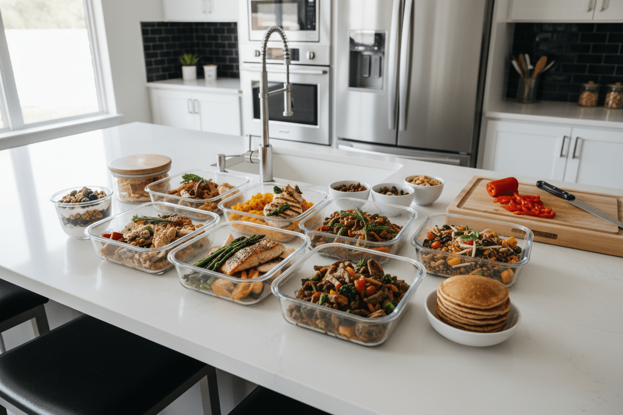 Family opening Chef Shaby weekly meal prep bags on a Sunday in DFW