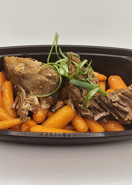Pot roast with carrots and potatoes in a Chef Shaby meal prep container