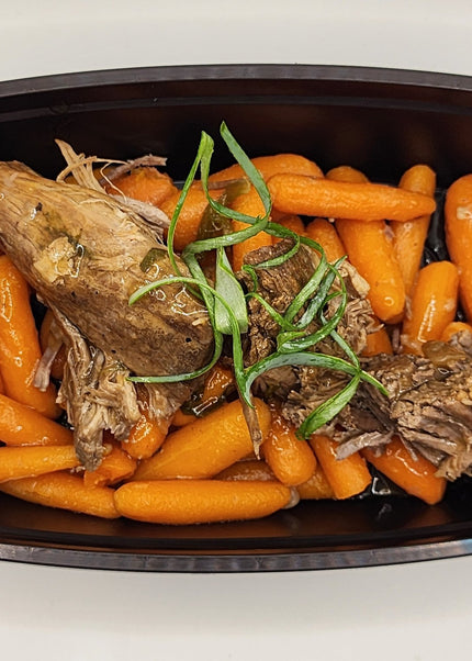Pot roast with carrots and potatoes in a Chef Shaby meal prep container