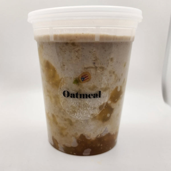 Almond milk oatmeal topped with pineapple preserve made fresh in Denton Texas