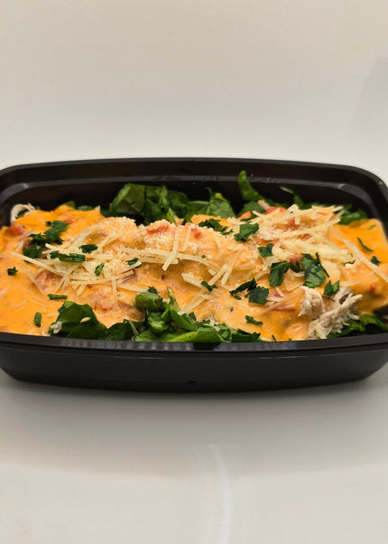 Chicken pasta in creamy pink sauce meal prep by Chef Shaby
