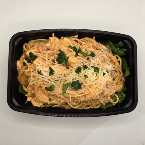 Chicken pasta in creamy pink sauce meal prep by Chef Shaby