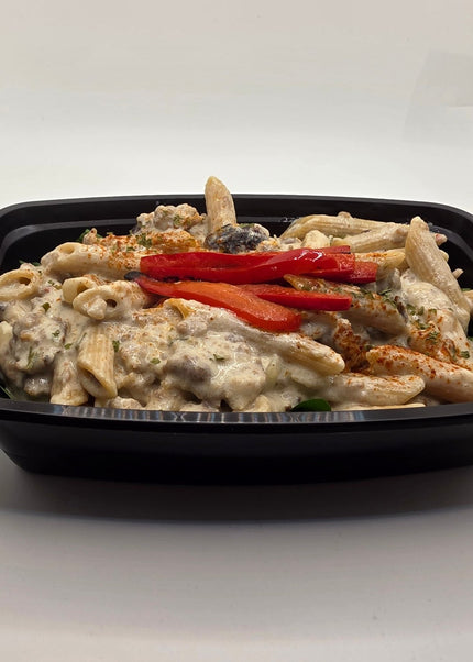 Sausage pasta with creamy rosemary sauce meal prep Denton Texas