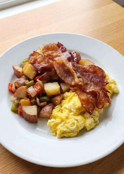 Scrambled Eggs with Cheese & Bacon