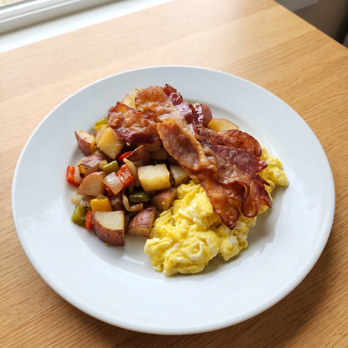 Scrambled Eggs with Cheese & Bacon