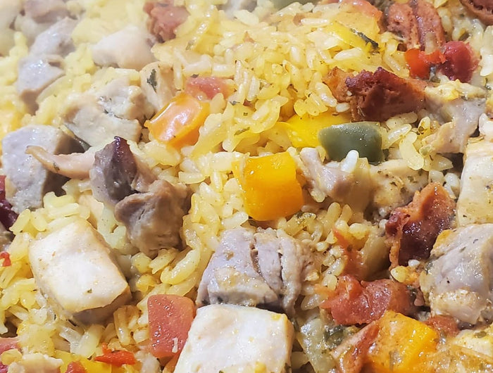 Homemade Puerto Rican rice dish with vegetables from Chef Shaby y Su Mai weekly meal prep