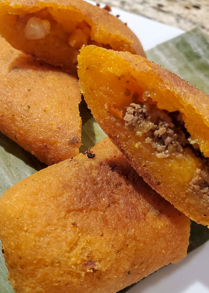 “Golden fried alcapurrias prepared fresh weekly for DFW pickup”