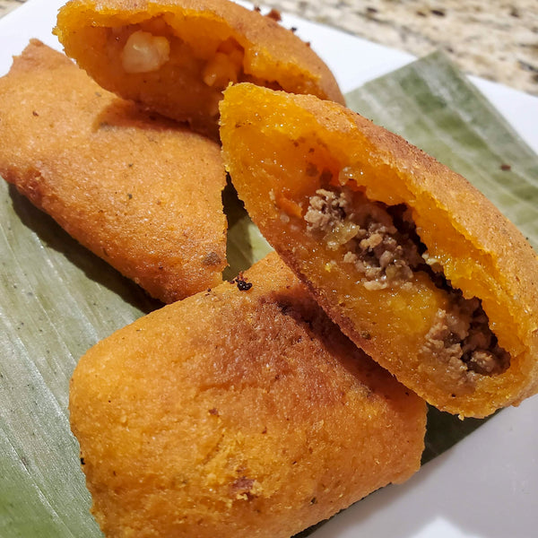 “Golden fried alcapurrias prepared fresh weekly for DFW pickup”